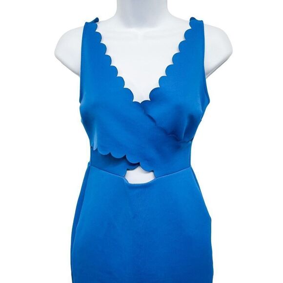 TOPSHOP Scallop Cutout Sleeveless Jersey Bodycon Mini Bodycon Dress Blue 2 - Picture 5 of 8